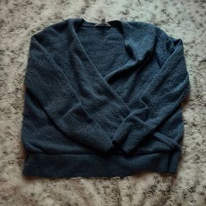 V neck blue sweater